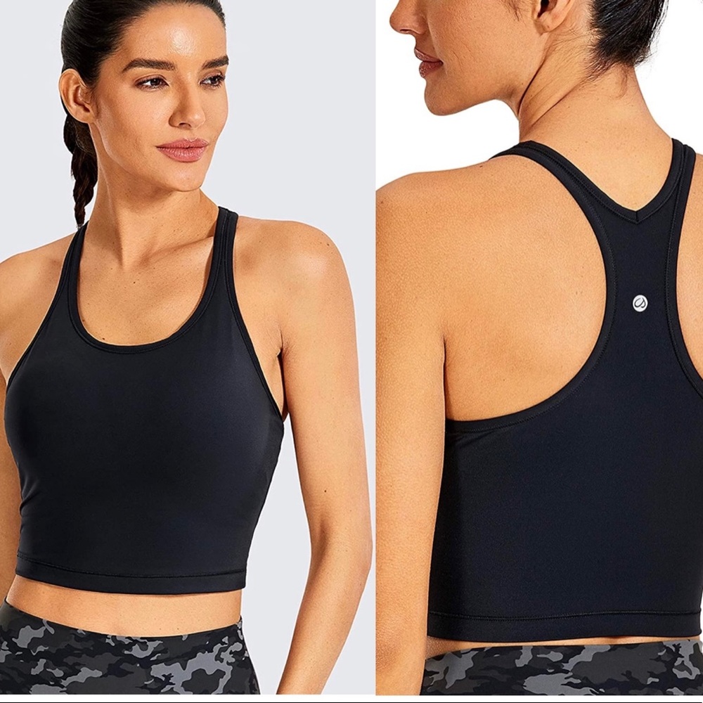 NEW CRZ YOGA BLACK SPORTS BRA / CROP TANK TOP